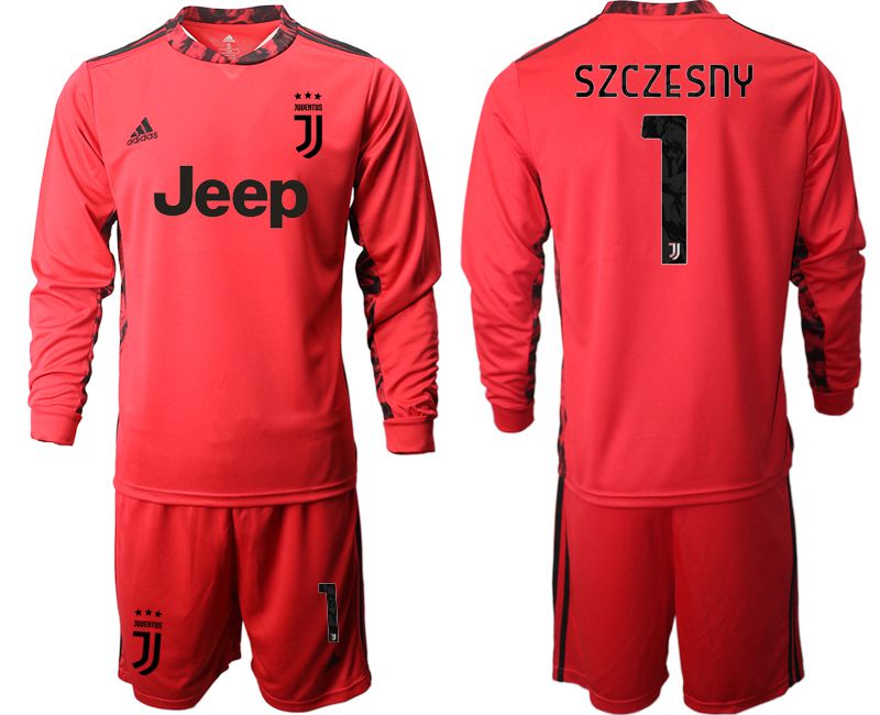 Men 2020-2021 club Juventus FC red goalkeeper long sleeve #1 Soccer Jerseys